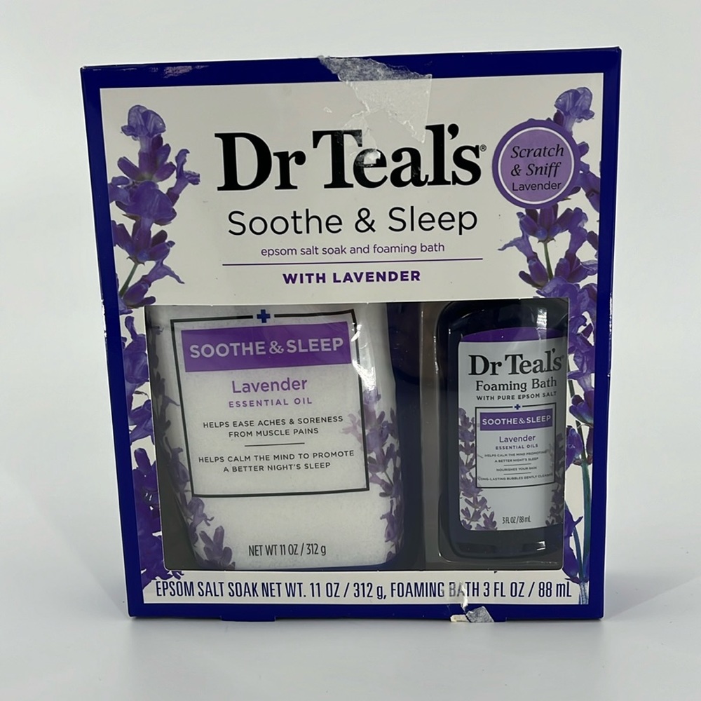 DR TEALS Soothe and Sleep Epsom Salt Soak and Foaming Bath with Lavender Set